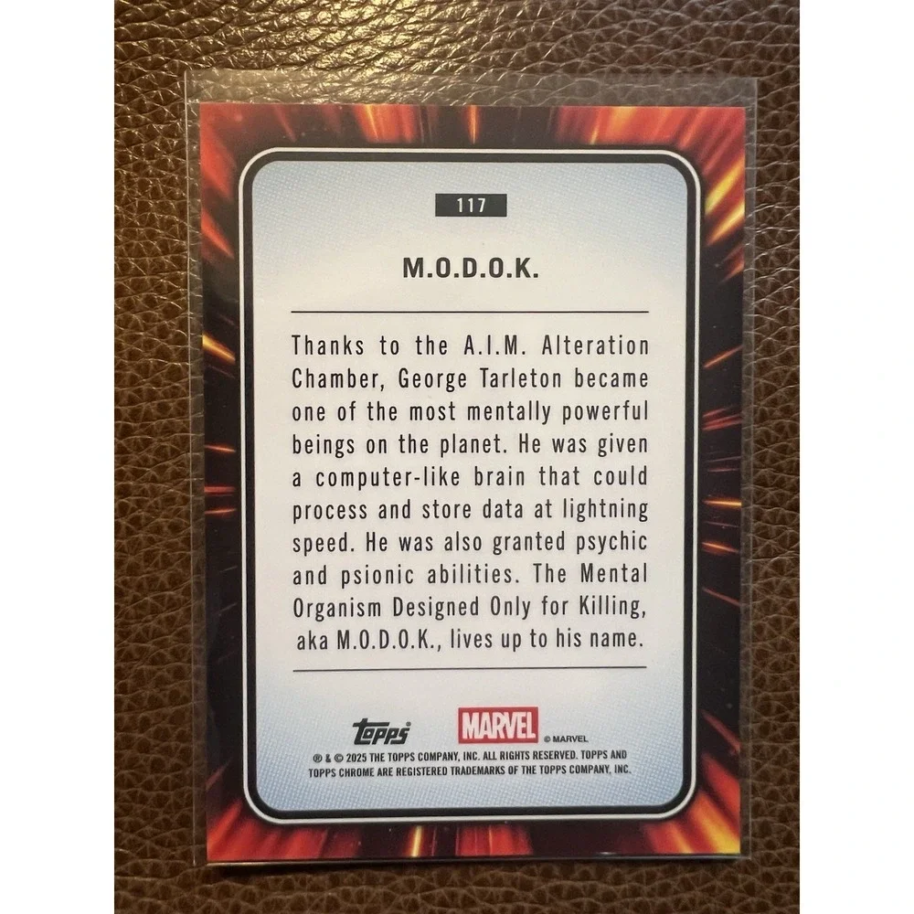 2025 Topps Chrome Marvel M.O.D.O.K. Iron Man Red & Gold Lazer Refractor /100‎